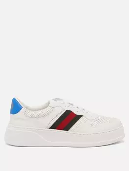 Кожаные кроссовки web stripe Gucci, белый