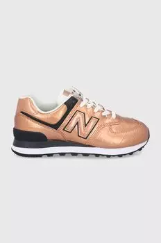 Кожаные кроссовки WL574PX2 New Balance, золото