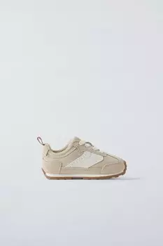 Кожаные кроссовки ZARA, экрю белый