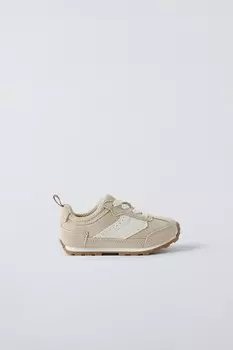 Кожаные кроссовки ZARA, экрю белый