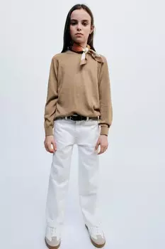Кожаные кроссовки ZARA, белый