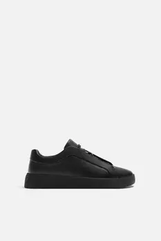 Кожаные кроссовки ZARA, черный