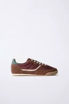 Кожаные кроссовки ZARA, коричневый