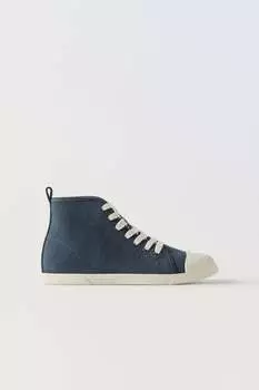 Кожаные кроссовки ZARA, синий
