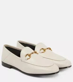 Кожаные лоферы Horsebit Gucci, белый