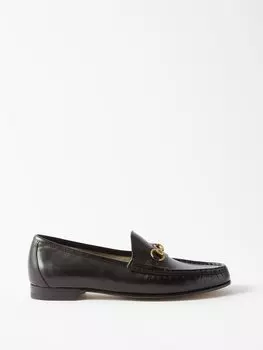 Кожаные лоферы horsebit Gucci, черный