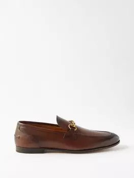 Кожаные лоферы jordaan horsebit Gucci, коричневый