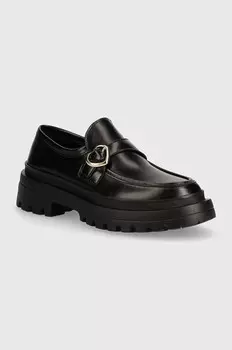 Кожаные лоферы Love Moschino, черный