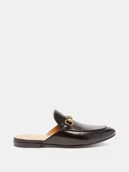 Кожаные лоферы princetown без спинки Gucci, черный