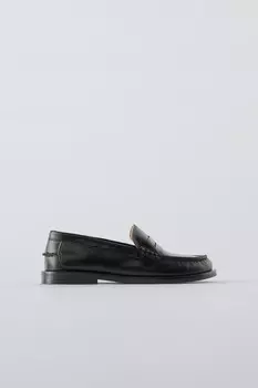 Кожаные лоферы ZARA, черный