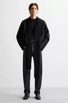 Кожаные лоферы ZARA, черный