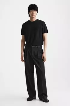 Кожаные лоферы ZARA, черный