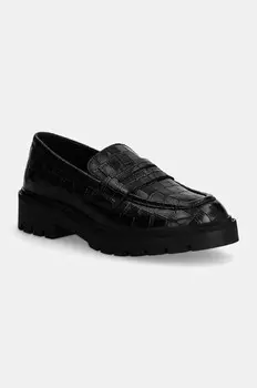 Кожаные мокасины FLATFORM LOAFER MG CROC LTH Calvin Klein Jeans, черный