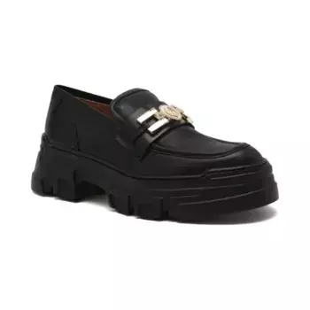 Кожаные мокасины Pollini, черный