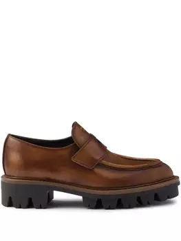 Кожаные мокасины Prada, коричневый