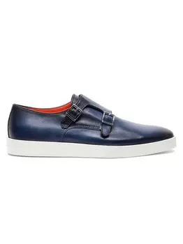 Кожаные мокасины с ремешком Santoni, синий