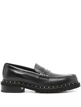 Кожаные мокасины с заклепками Golden Goose, черный