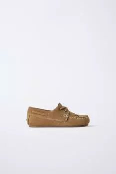 Кожаные мокасины ZARA, коричневый