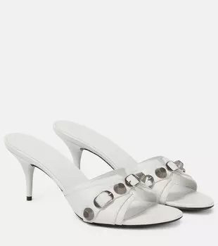 Кожаные мюли Cagole Balenciaga, белый