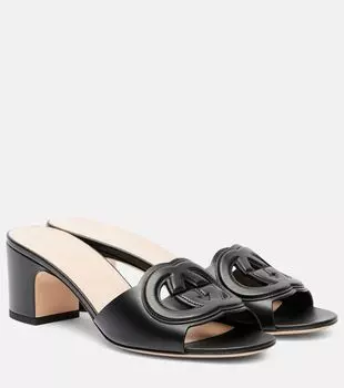 Кожаные мюли Interlocking G Gucci, черный