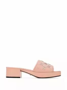 Кожаные мюли Interlocking G Gucci, розовый