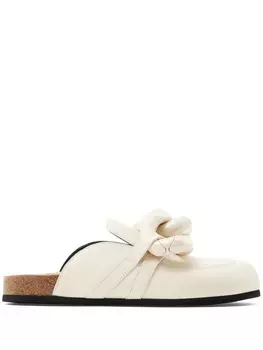 Кожаные мюли с цепочкой JW Anderson, нейтральный цвет
