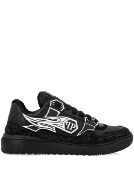 Кожаные низкие кеды Philipp Plein, черный