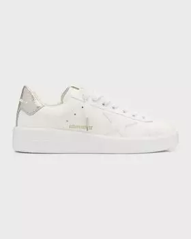 Кожаные низкие кеды Pure Star с блестками Golden Goose, цвет Optic White Silver