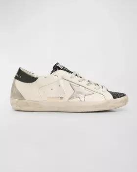 Кожаные низкие кеды Superstar с блестками Golden Goose, цвет White Ice Silver Black