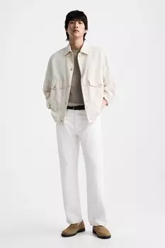 Кожаные пенни-лоферы ZARA, песочно-коричневый