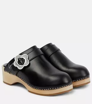 Кожаные сабо с пряжкой Kenzo, черный