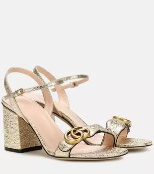 Кожаные сандалии Gucci, металлик