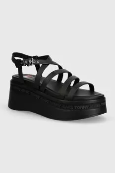 Кожаные сандалии Tommy Jeans, черный