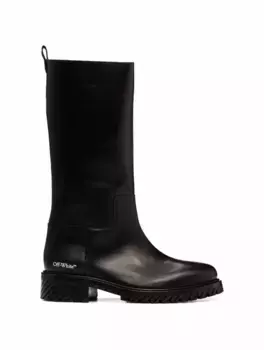 Кожаные сапоги Combat Off-White, черный