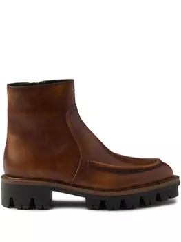 Кожаные сапоги Prada, коричневый