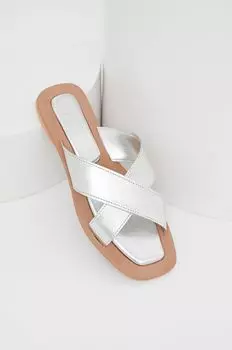 Кожаные шлепанцы Answear Lab, серебро
