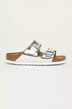 Кожаные шлепанцы Arizona SFB Birkenstock, серебро