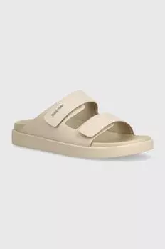 Кожаные шлепанцы Calvin Klein, бежевый