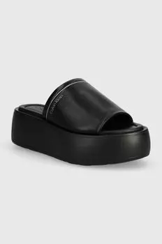 Кожаные шлепанцы Calvin Klein, черный