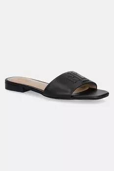 Кожаные шлепанцы Everley Sld Lauren Ralph Lauren, черный