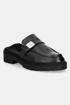 Кожаные шлепанцы FLATFORM SLIPON MG LTH Calvin Klein Jeans, черный