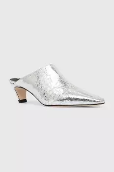 Кожаные шлепанцы MSGM, серебряный