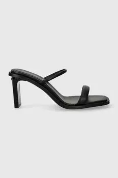 Кожаные шлепанцы PADDED CURVED STIL SLIDE 70 Calvin Klein, черный
