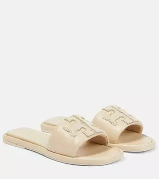 Кожаные шлепанцы Tory Burch, бежевый