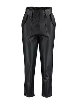 Кожаные штаны Trendyol Regular Pants, черный