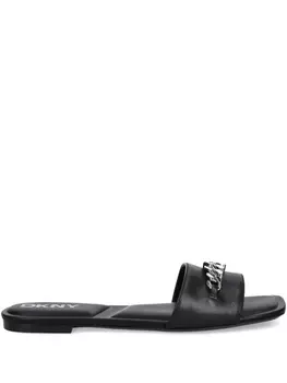 Кожаные слайдеры DKNY, черный