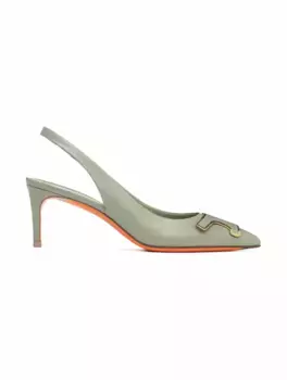 Кожаные слингбэки Santoni, зелёный
