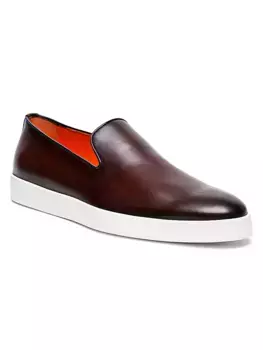 Кожаные слипоны Santoni, коричневый