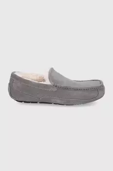 Кожаные тапочки Ugg, серый