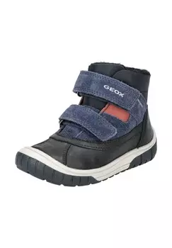 Кожаные/текстильные ботильоны GEOX, цвет Schwarz/blau